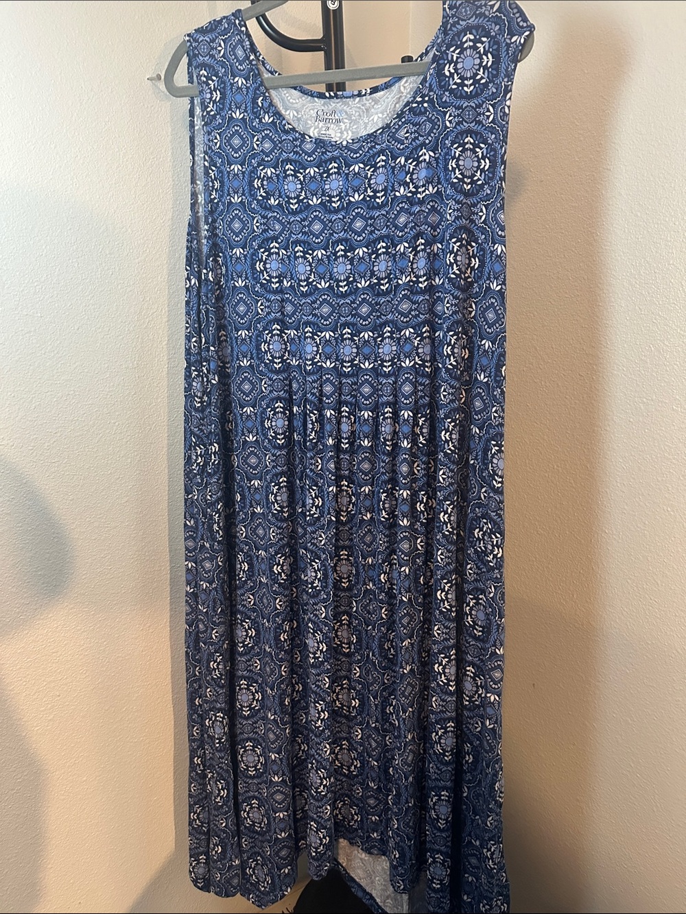 croft & barrow Blue Printed Sleeveless Maxi Dress